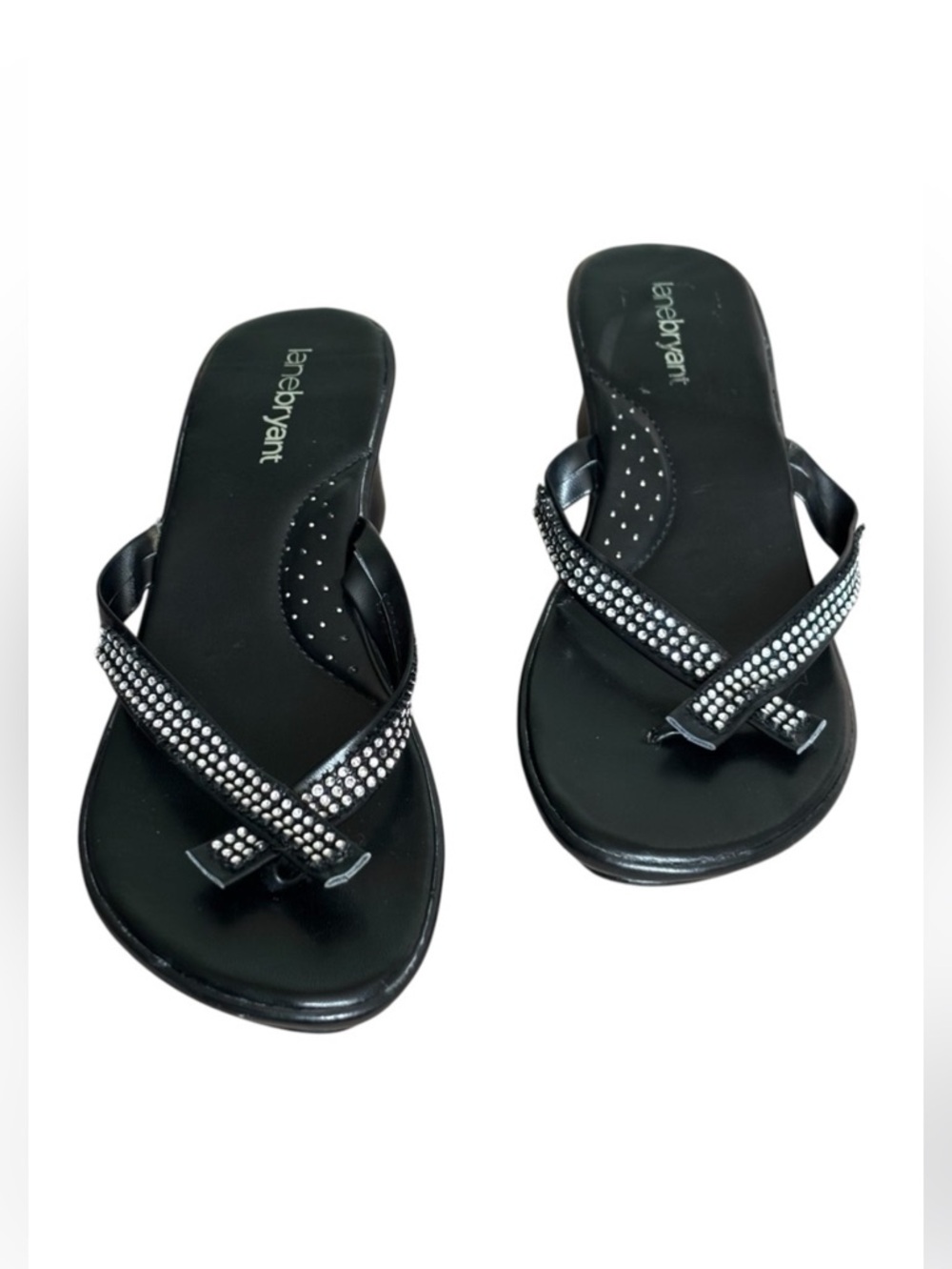 Lane Bryant Rhinestone Wedge Thong Sandals Size 10W